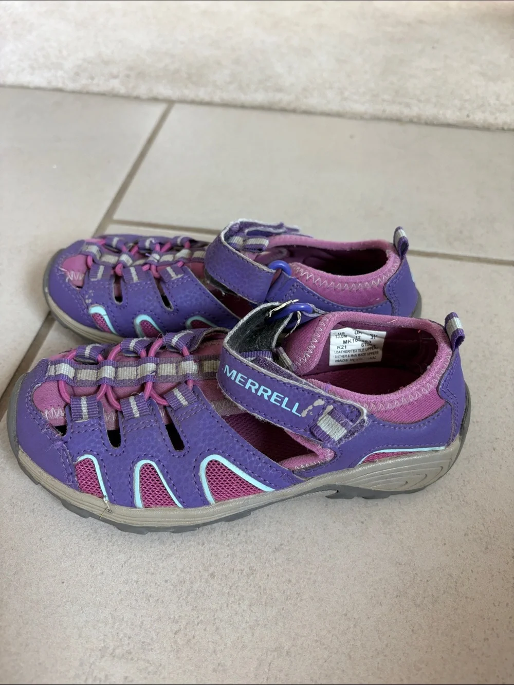 Merrell Girls' Purple and Pink Closed-Toe Active Sandals
